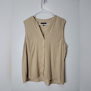 Banana Republic Women's Gold V-Neck Sleeveless Top, XL